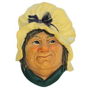 Vintage Bossons Sarah Gamp Chalkware Head 3D Wall Art Bar Pub Kitchen Decor